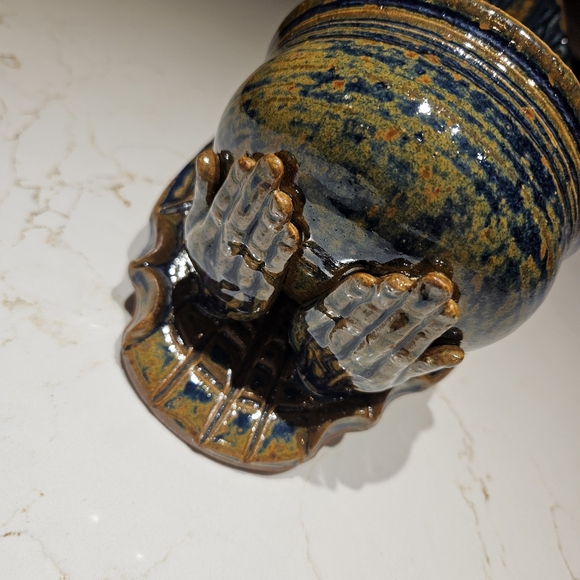 Pottery 11.5" x 5" votive candleholder, holy water font, etc. - Picture 4 of 11